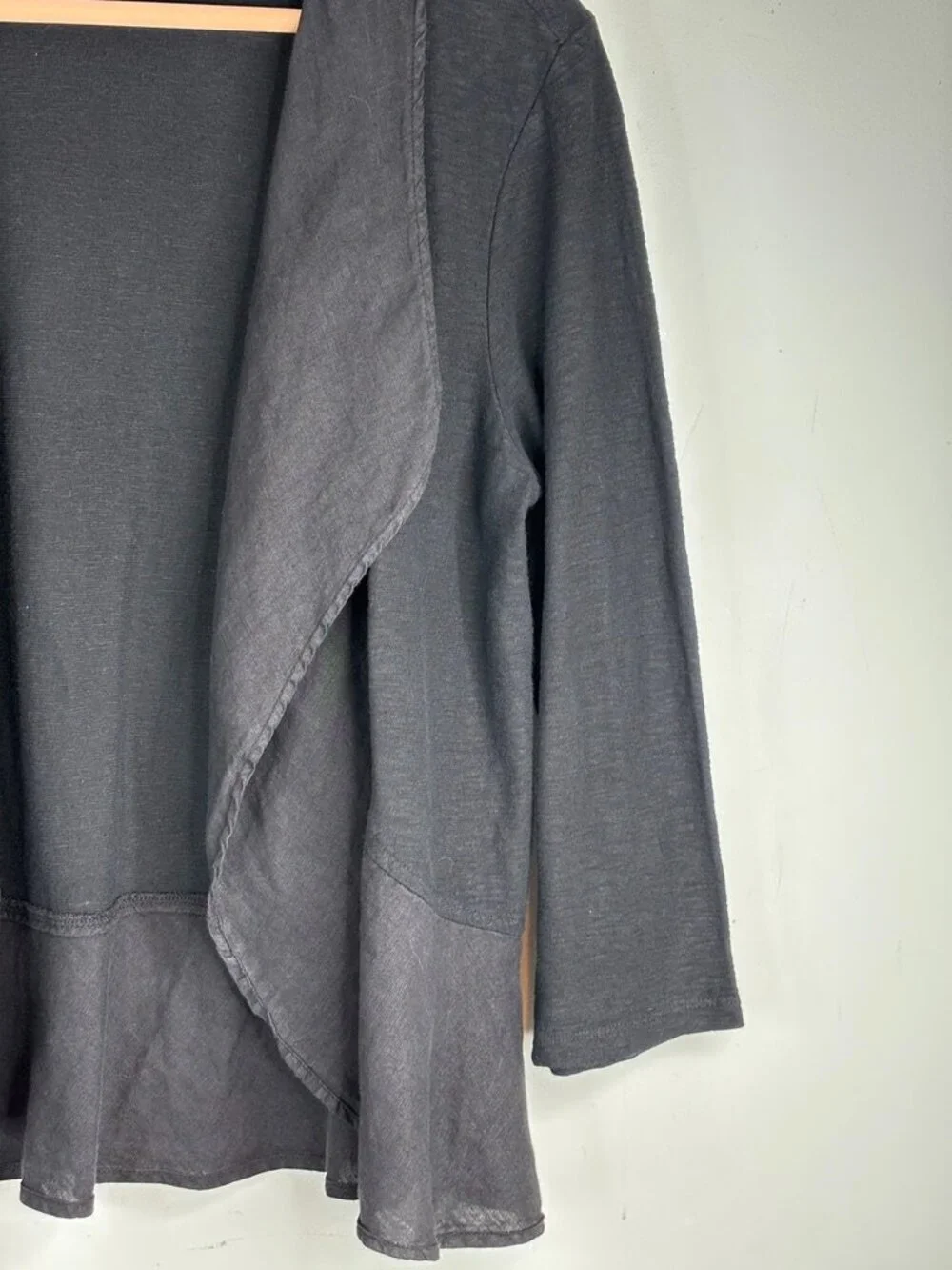 Cut Loose Linen Cardigan Blazer M Black Lagenlook Made in USA Boho Minimalist
